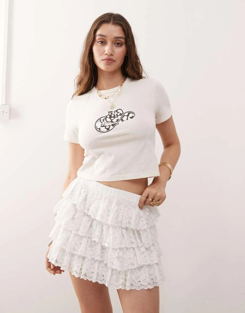 Miss Selfridge Miss Selfridge lace micro mini skirt in ivory