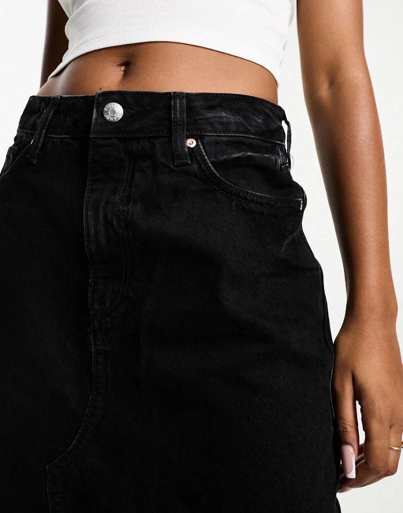River Island River Island split front denim maxi skirt in black 2