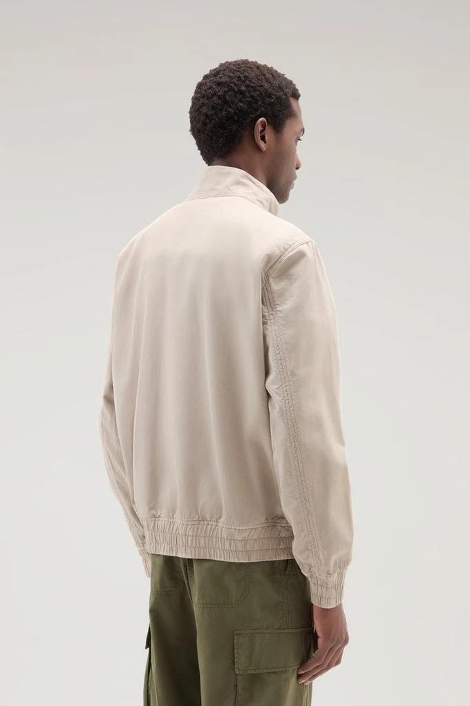 Woolrich Bomber Jacket in Cotton-Linen Blend - Men - Beige 3