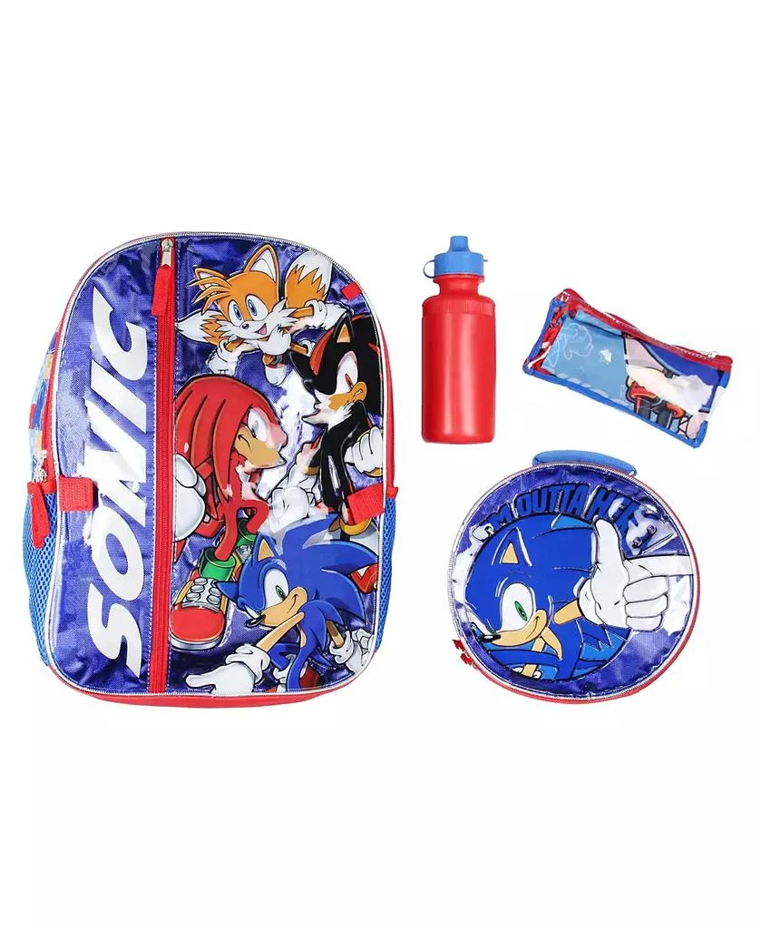 Sonic The Hedgehog Backpack 16" Fast Molded Lunch Box Cinch Bag 5PC Set 1