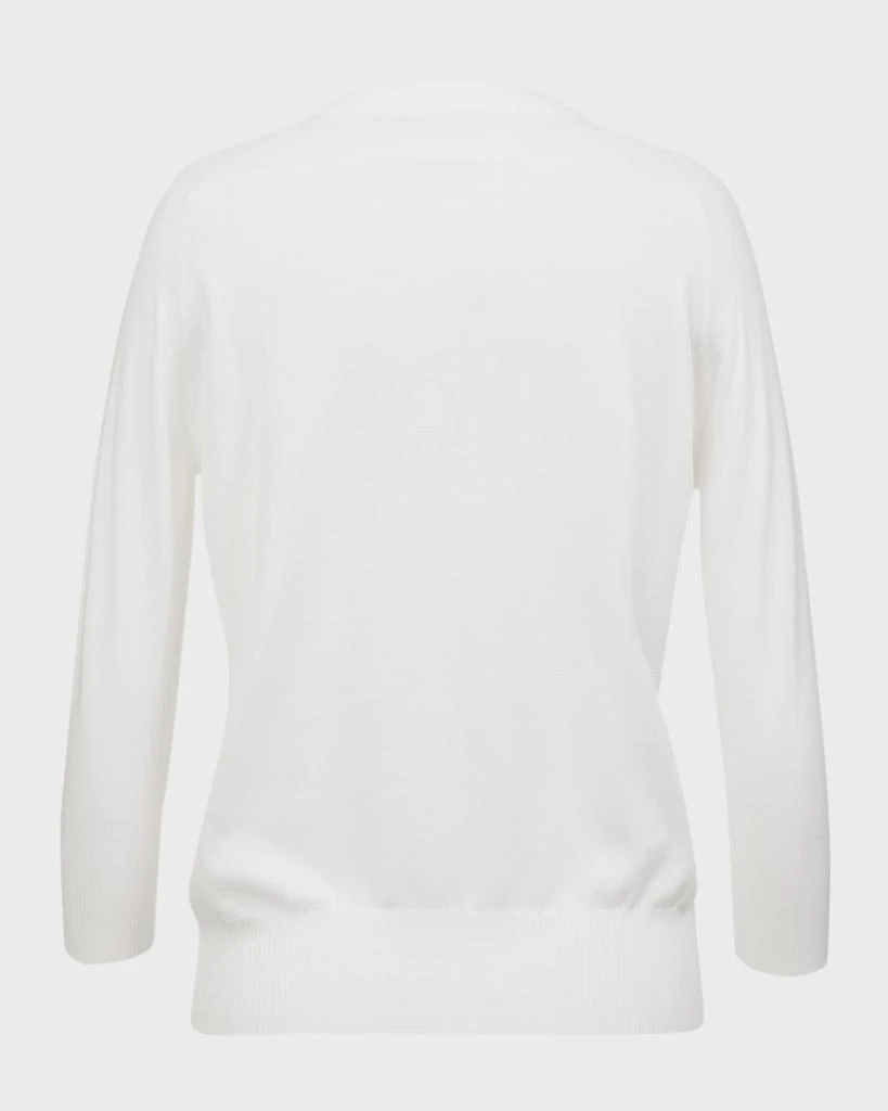 Loro Piana 3/4-Sleeve Cashmere Featherweight Sweater 4