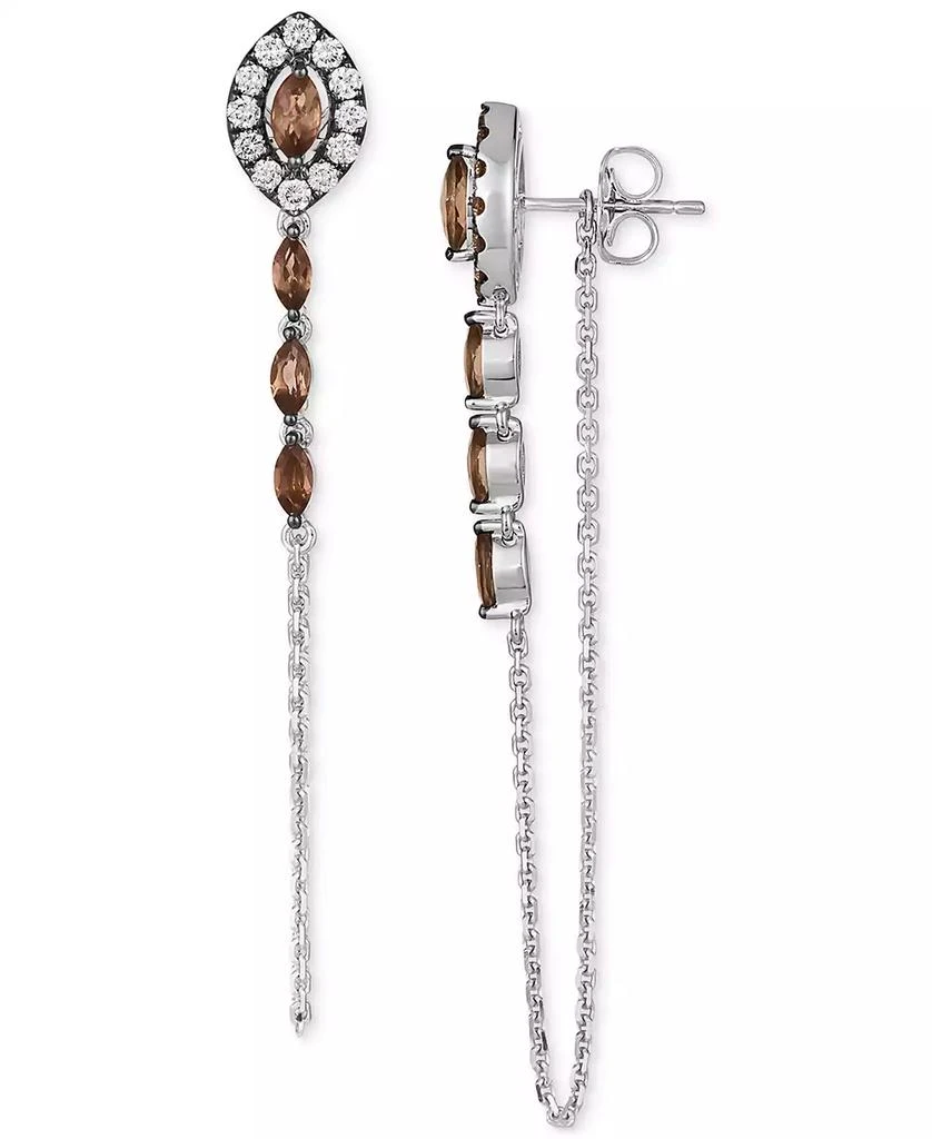Le Vian Chocolatier Chocolate Quartz (5/8 ct. t.w.) 
Chocolate Diamonds (3/8 ct. t.w.) Linear Drop Earrings in 14k White Gold 2