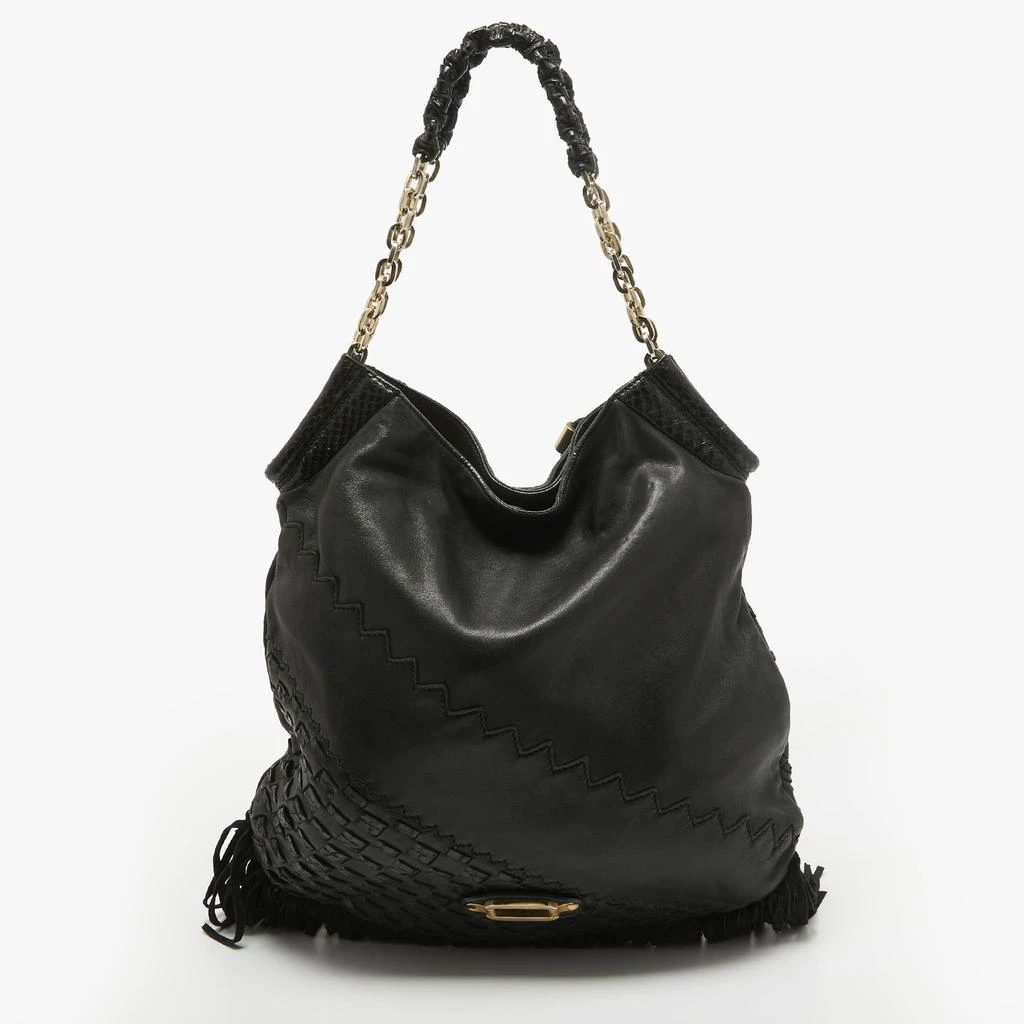 Jimmy Choo Jimmy Choo Black Leather and Suede Tatum Fringe Hobo 4