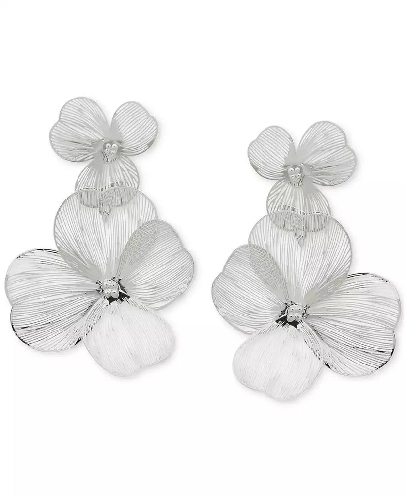 Lonna & Lilly Silver-Tone Openwork Flower Double Drop Earrings 1