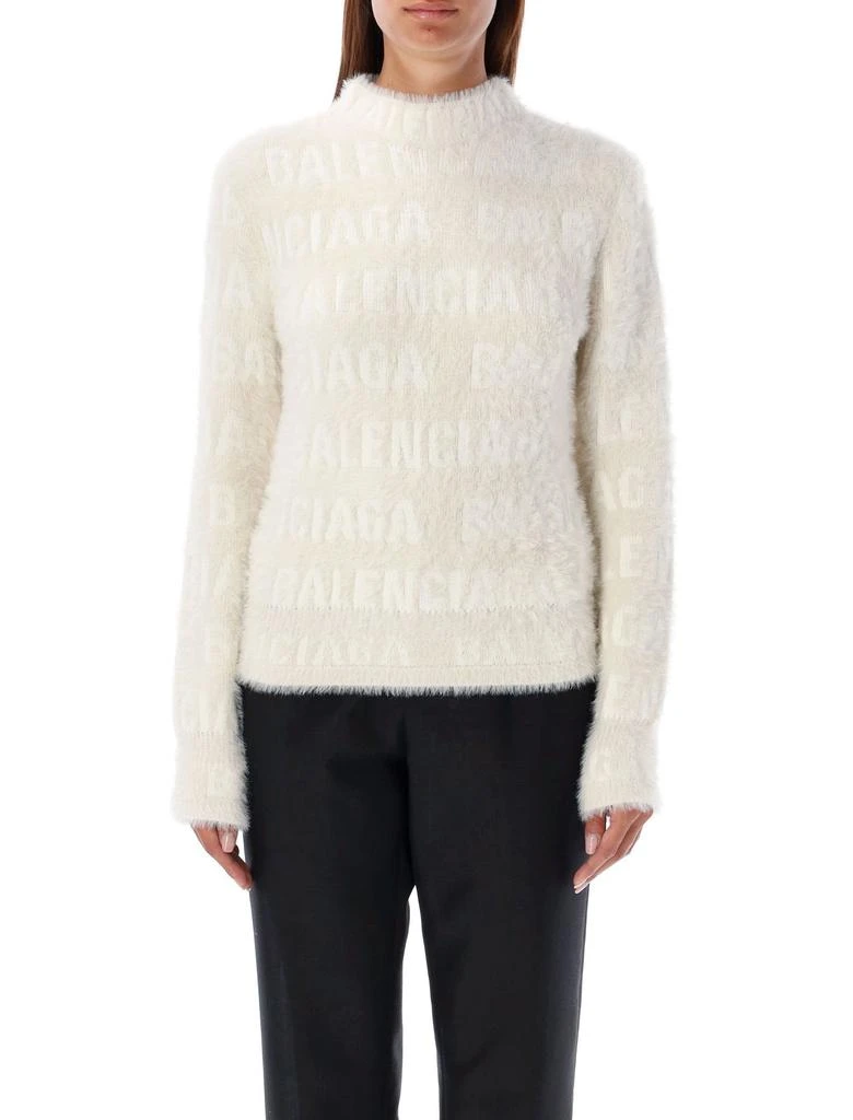 Balenciaga Balenciaga Allover Logo Furry Fitted Sweater 4