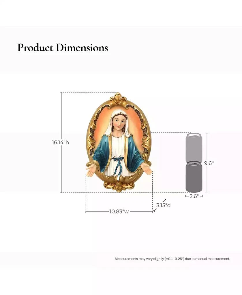 LuxenHome Blessed Virgin Mary Wall Plaque, Oval Religious Decor for Home 
Prayer Space 4