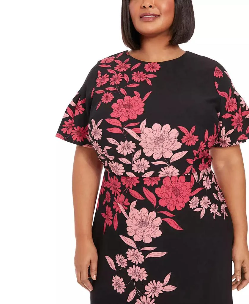 London Times Plus Size Printed Short-Sleeve Midi Dress 4