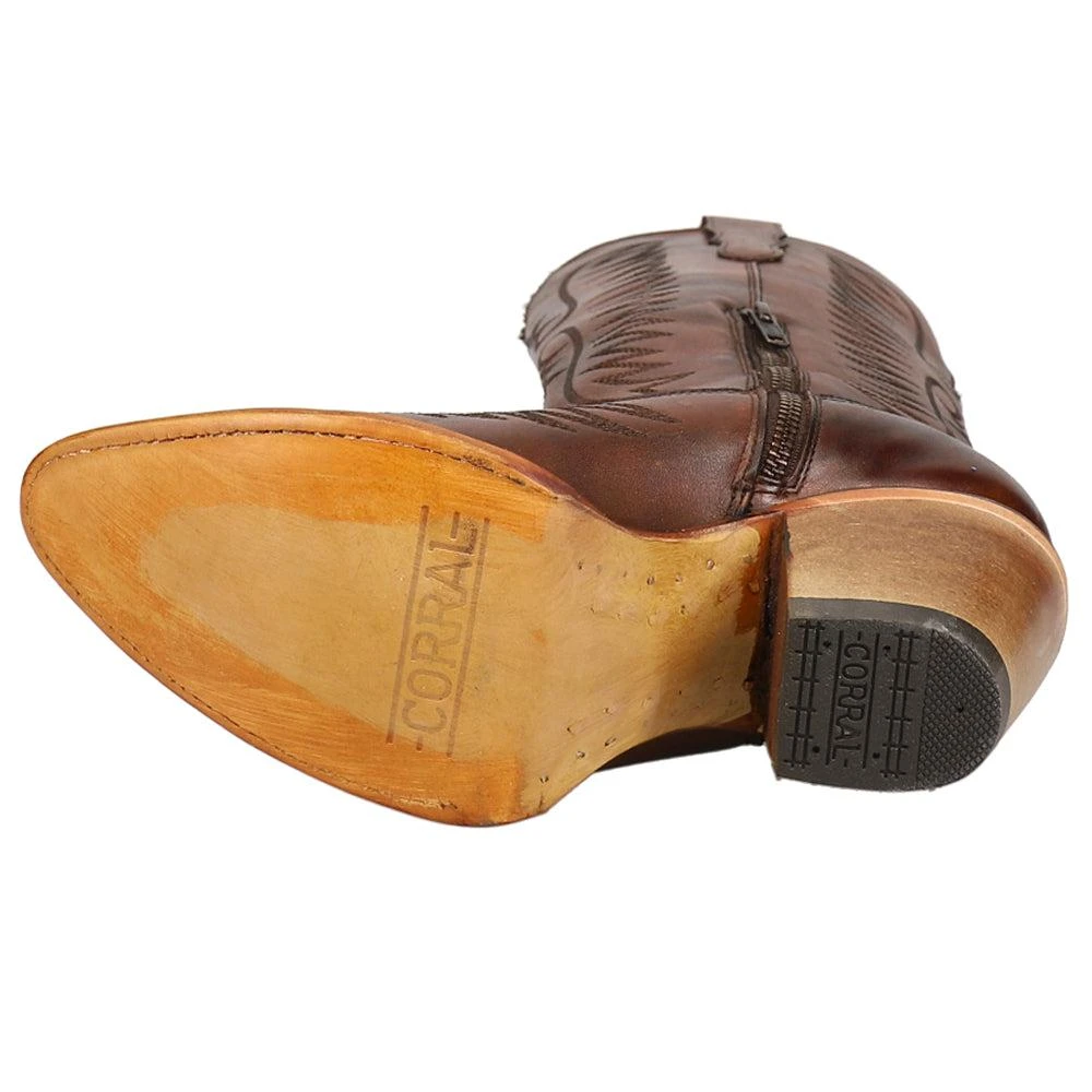 Corral Boots Cognac Embroidered Snip Toe Cowboy Boots 5