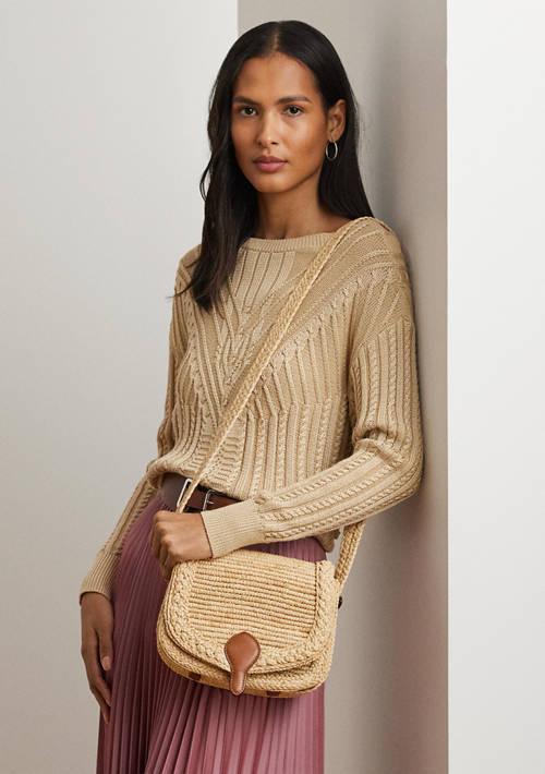 Lauren Ralph Lauren＊Raffia Small Colbie Messenger Crossbody Lauren Ralph Lauren Raffia Small Colbie Messenger Crossbody