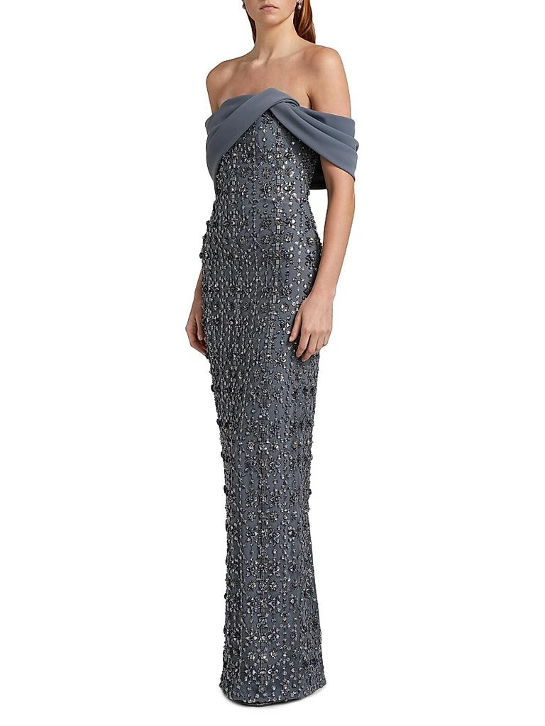 Pamella Roland Crystal-Embellished Tulle Off-The-Shoulder Gown 4