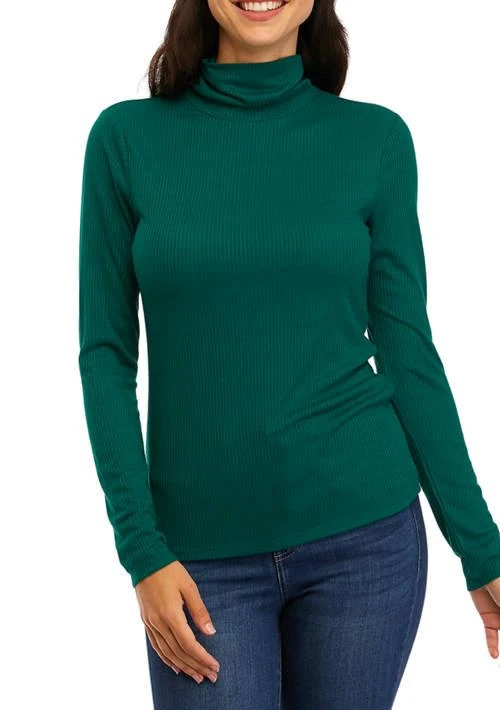 Crown & Ivy™ Ivy Womens Long Sleeve Ribbed Turtleneck Top 1