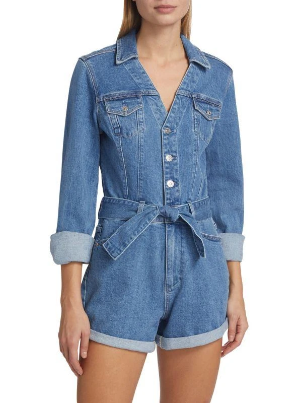 Paige Maggy Long-Sleeve Denim Romper 1