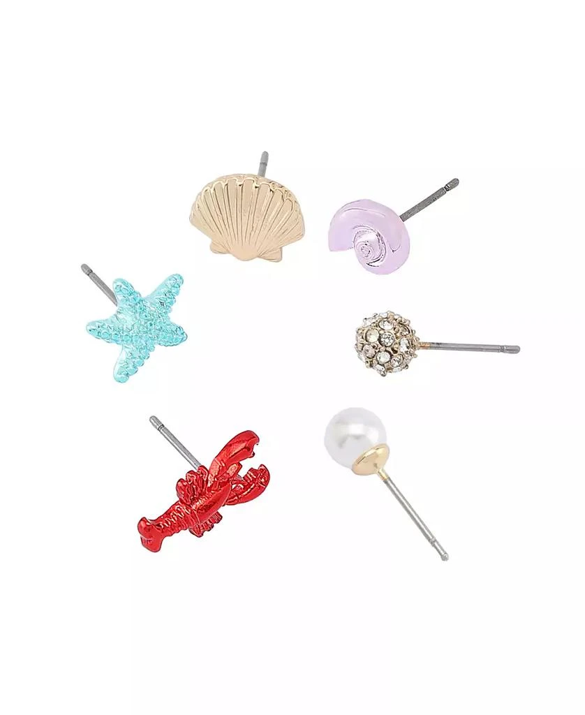 Betsey Johnson Mermaid Jewels Lobster Seashell Stud Earrings Set 2