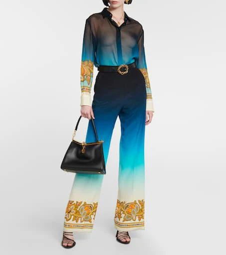 ETRO Ombré printed silk wide-leg pants 2