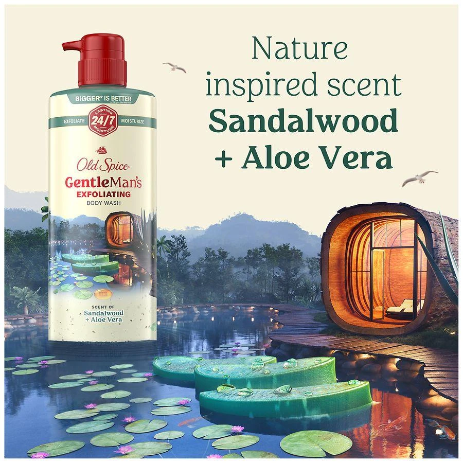 Old Spice Body Wash for Men, 24/7 Shower Fresh, Exfoliation + Moisturization Sandalwood + Aloe Vera 5