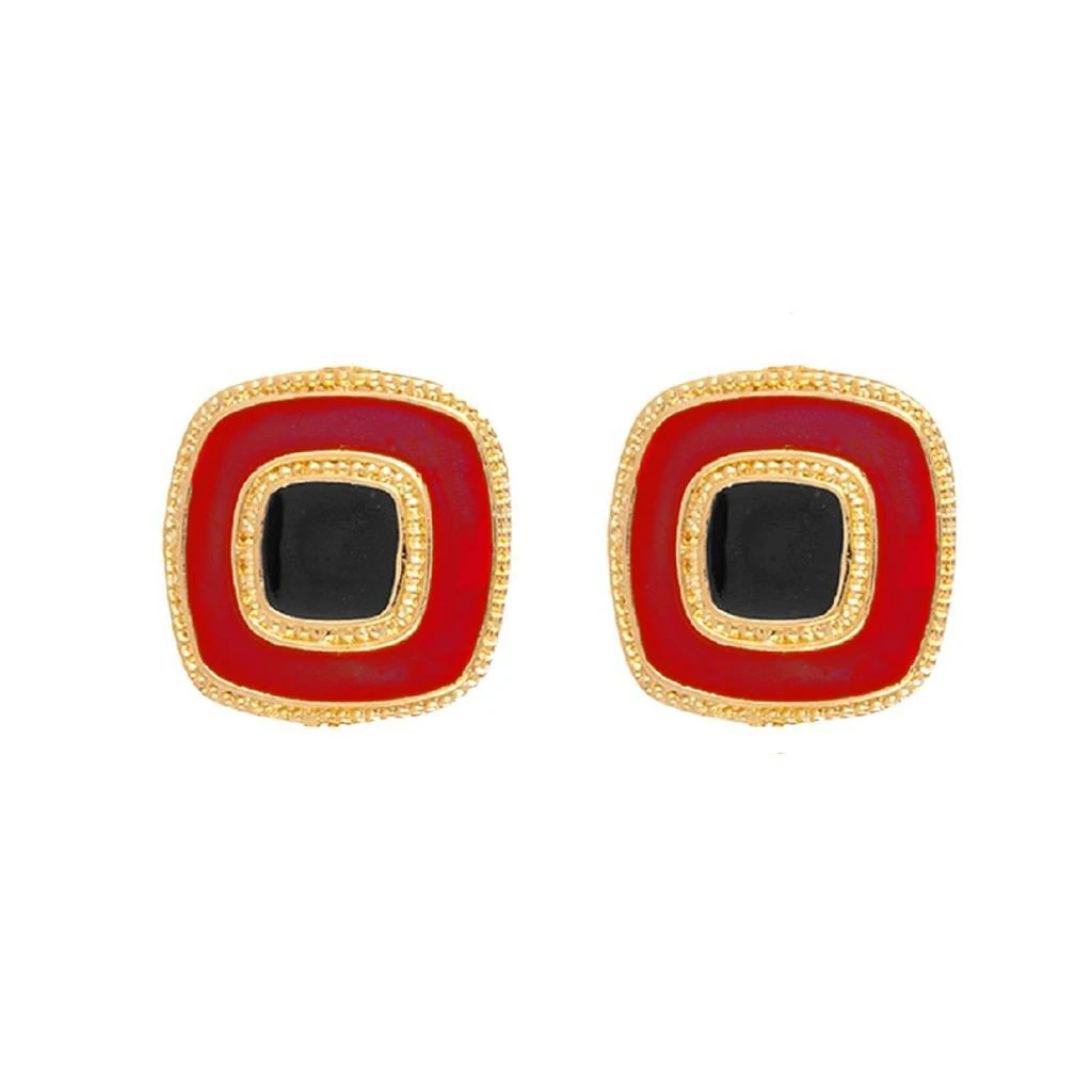 SUSAN CAPLAN VINTAGE 1980s vintage square enamel earrings 1