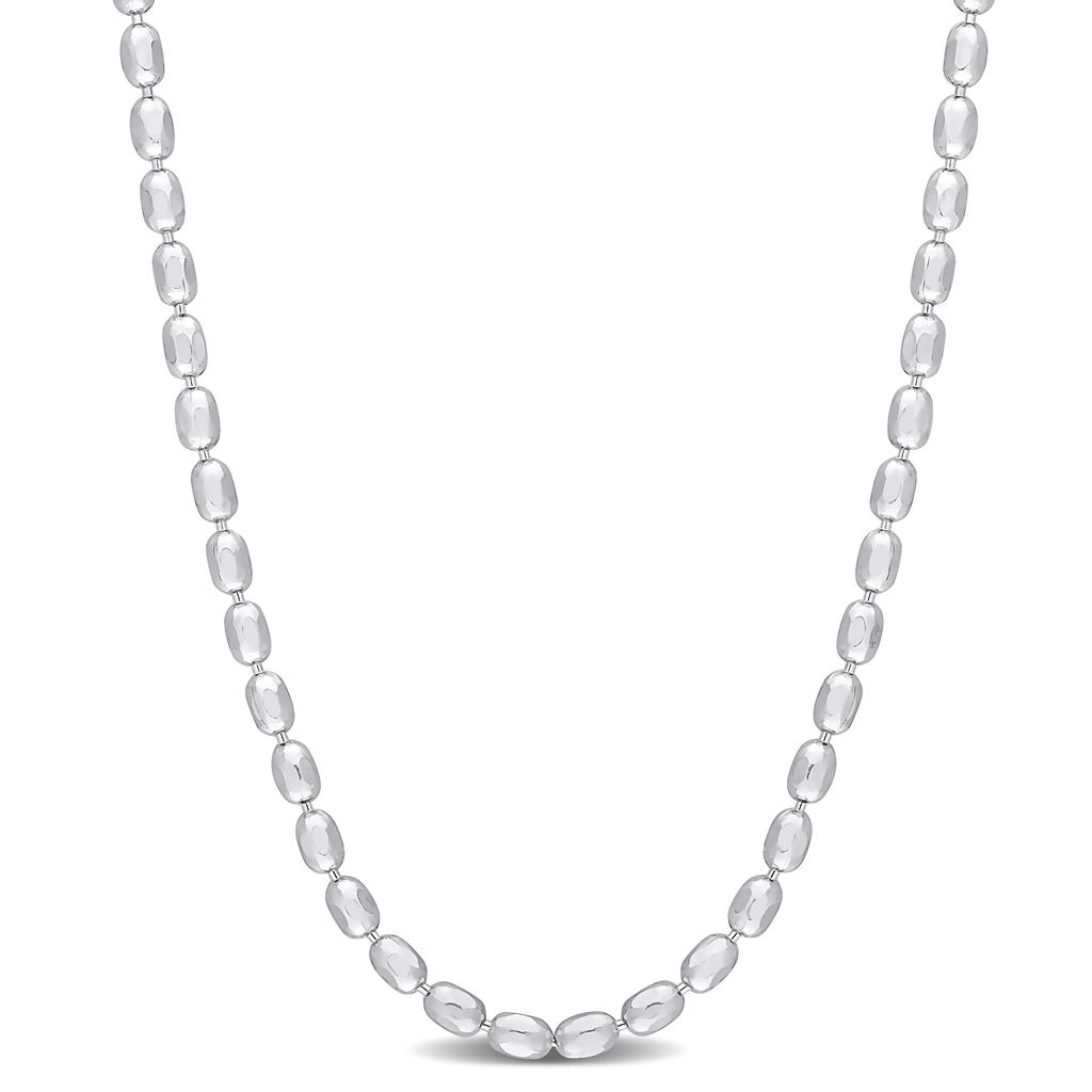 Mimi & Max Oval Ball Chain Necklace in Sterling Silver - 16 in