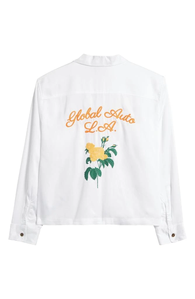 PacSun Global Auto Embroidered Floral Long Sleeve Camp Shirt 7