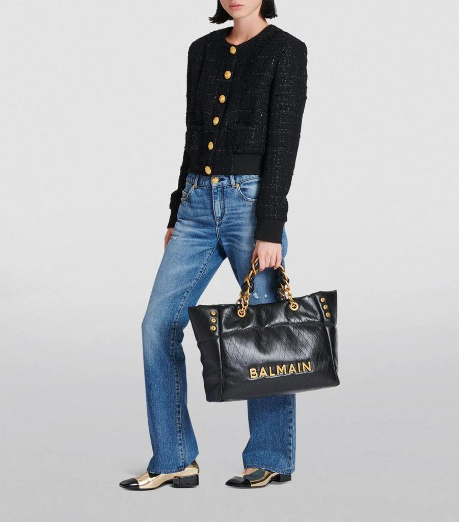 Balmain Leather 1945 Soft Tote Bag 8