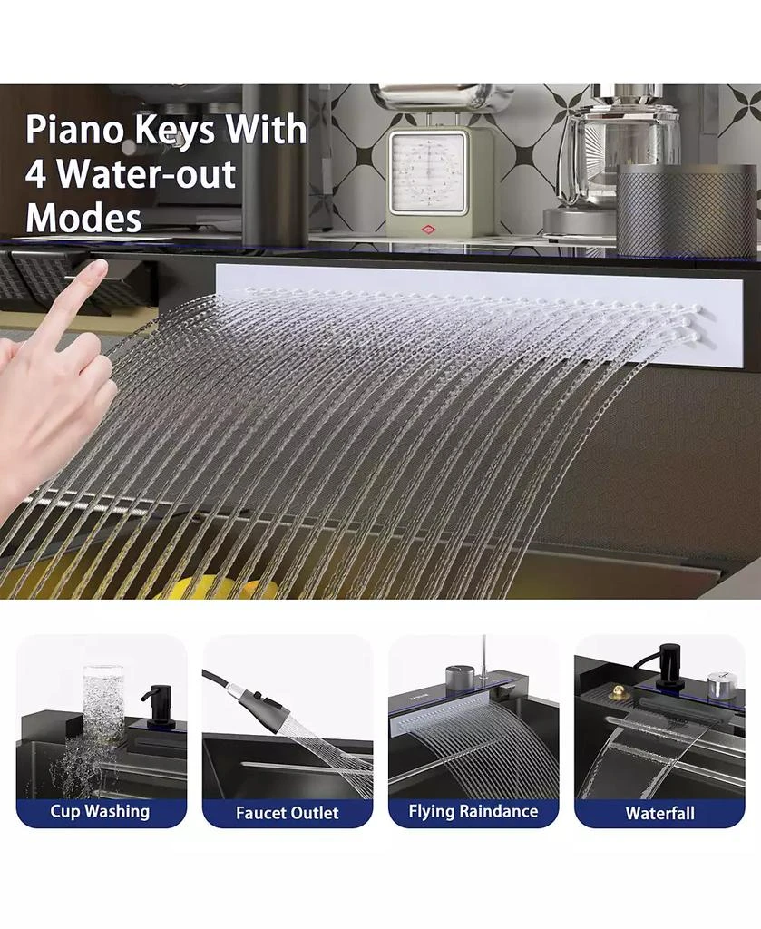 LALAHOO 31.5-Inch Drop-In Single Bowl 304 Stainless Steel Kitchen Sink, Pull-Down Faucet Kitchen Set 6