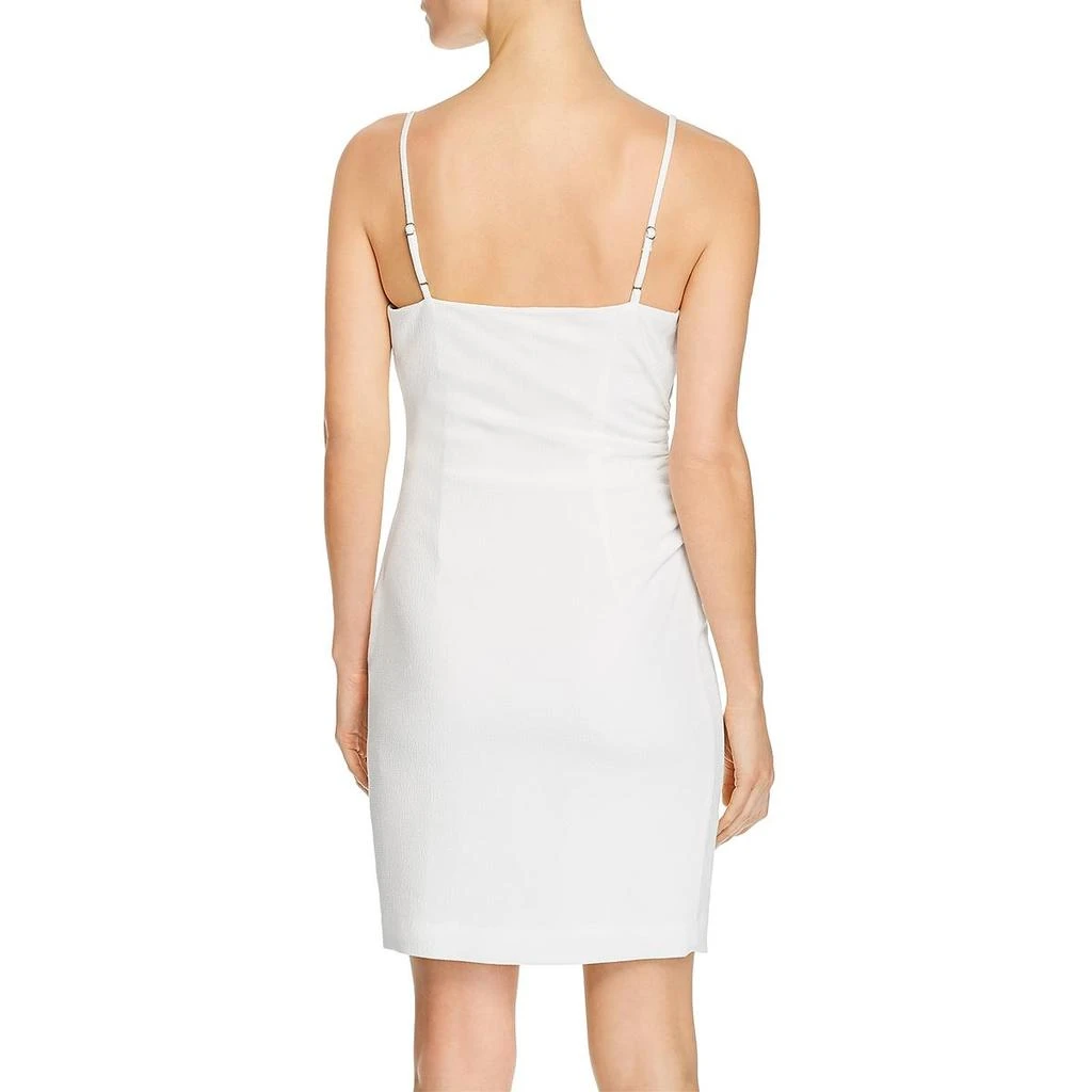 Black Halo Womens Ruched Faux Wrap Mini Dress 2