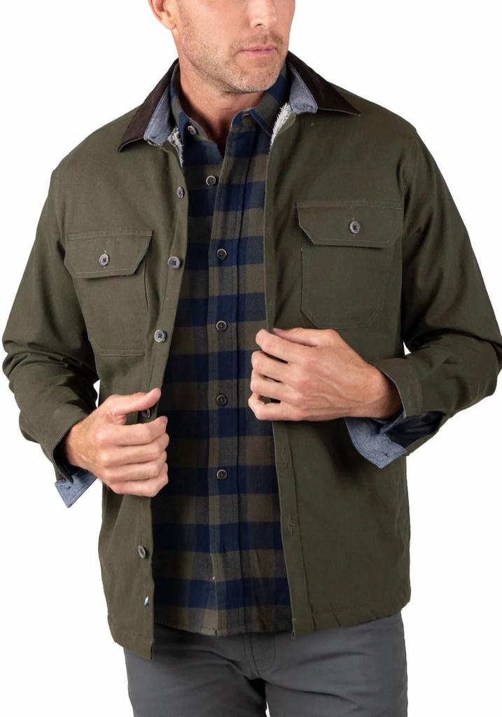 Tailor Vintage canvas shirt jacket with sherpa lining