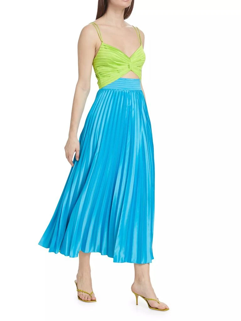 AMUR Silas Pleated Colorblocked Midi-Dress 2