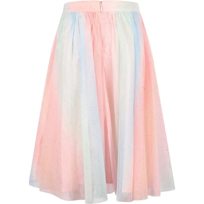 Charabia Glitter detailing tulle midi skirt in pink and blue 2