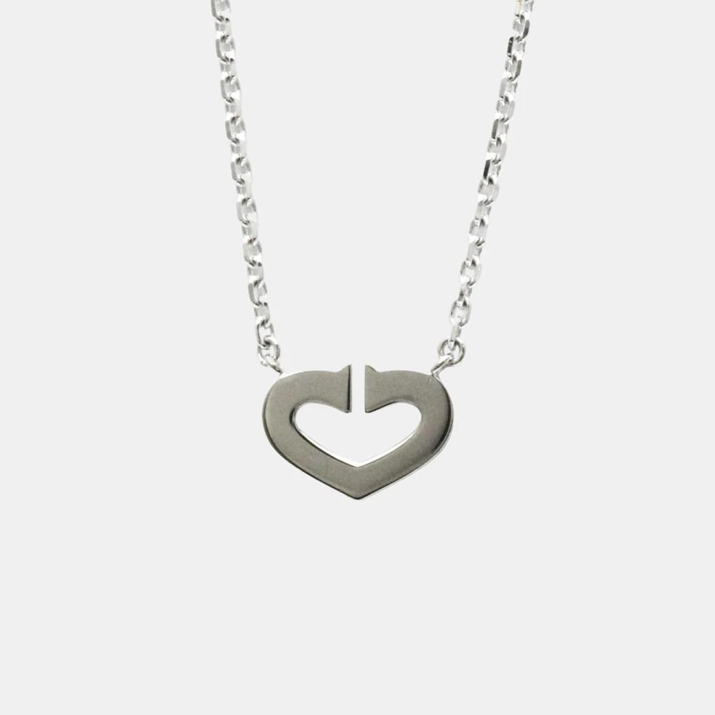 Cartier Cartier 18K White Gold and Diamond C De Cartier Heart Pendant Necklace 4