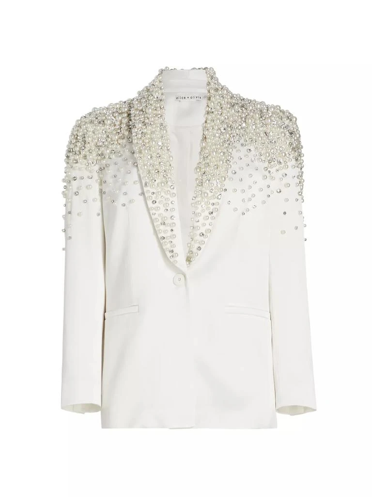 Alice + Olivia Ivan Faux Pearl & Crystal-Embellished Blazer 1