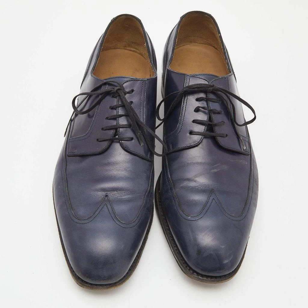 Salvatore Ferragamo Salvatore Ferragamo Navy Blue Brogue Leather Lace Up Derby Size 44.5 3