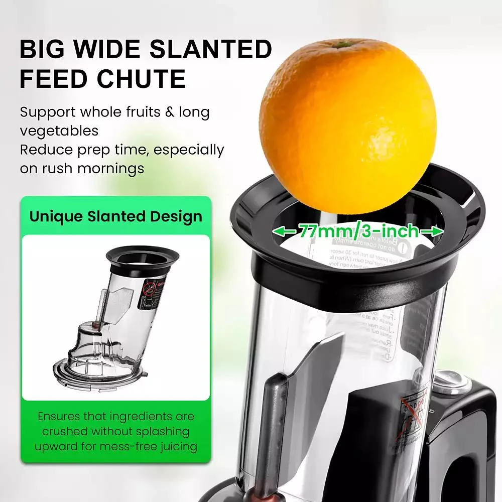 Ventray Big Feeding Mouth Masticating Juicer, Large Chute Juice Extractor for Fruit 
Vegetable 2