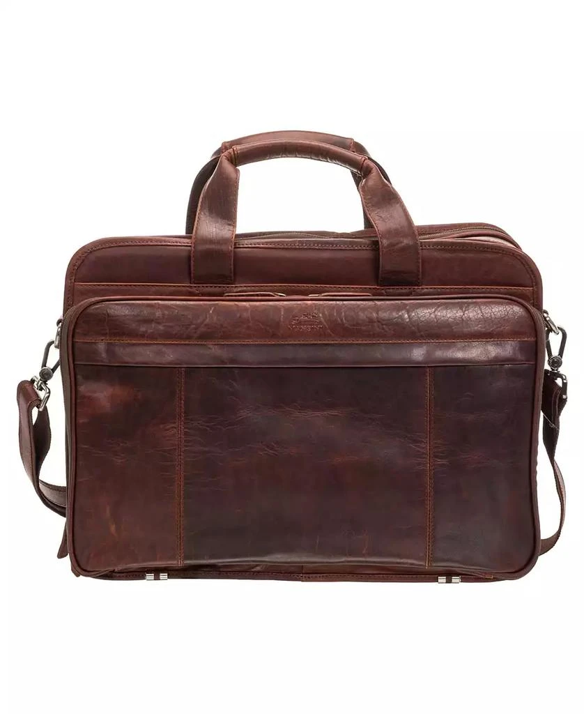 Mancini Leather Goods Men's Buffalo Double Compartment Top Zipper 15.6" Laptop and Tablet Briefcase 1
