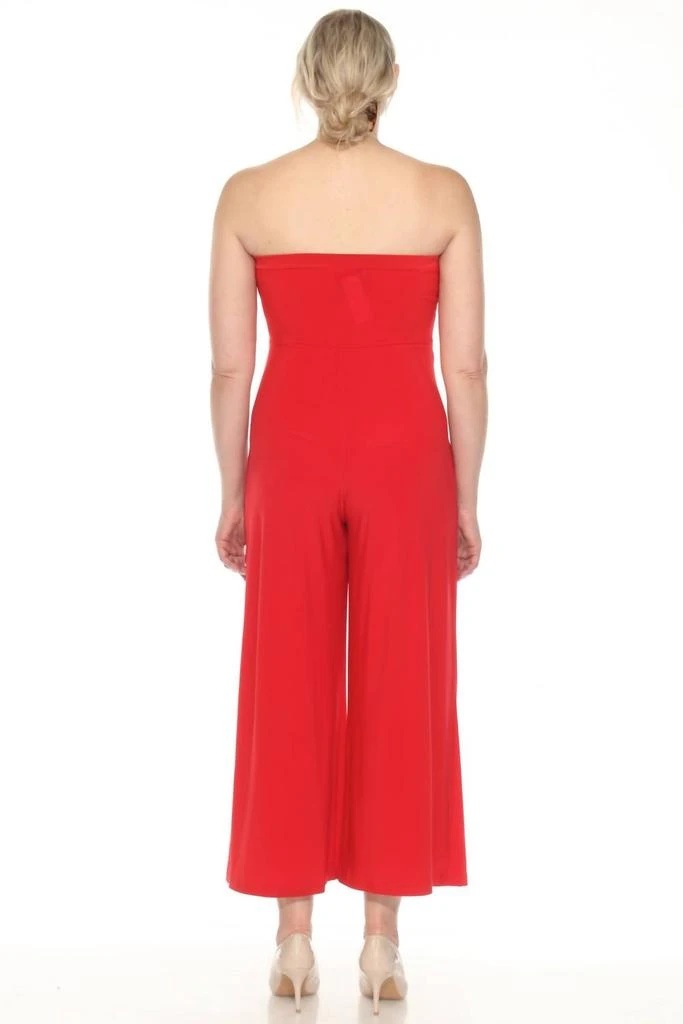 JOSEPH RIBKOFF Strapless Wrap Front Cropped Jumpsuit In Radiant Red 3