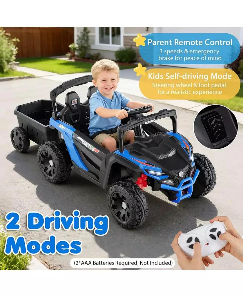 Mecale 12V Battery Powered Ride On Tractor with Parent Remote Control-Black 5