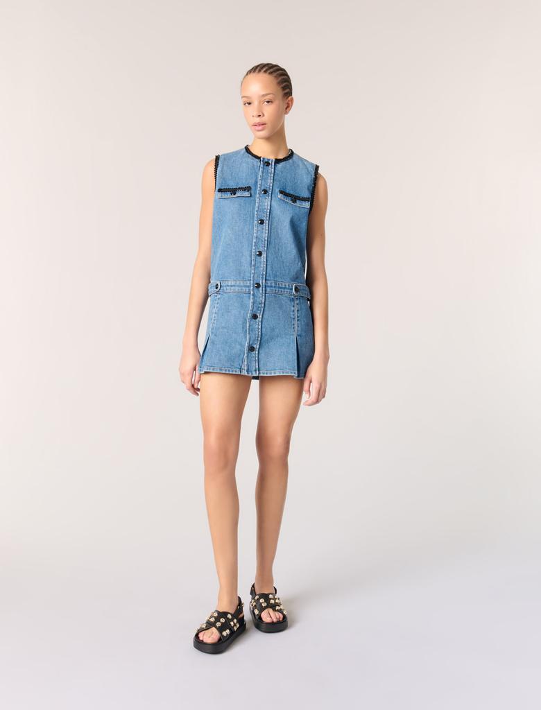 Maje Maje Woman's cotton Denim dress with embroidered trim for Spring/Summer