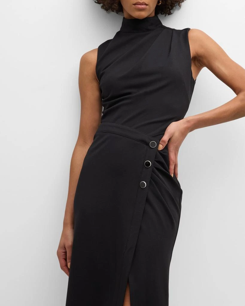 Shoshanna Leona Sleeveless Pleated Mock-Neck Midi Dress 7