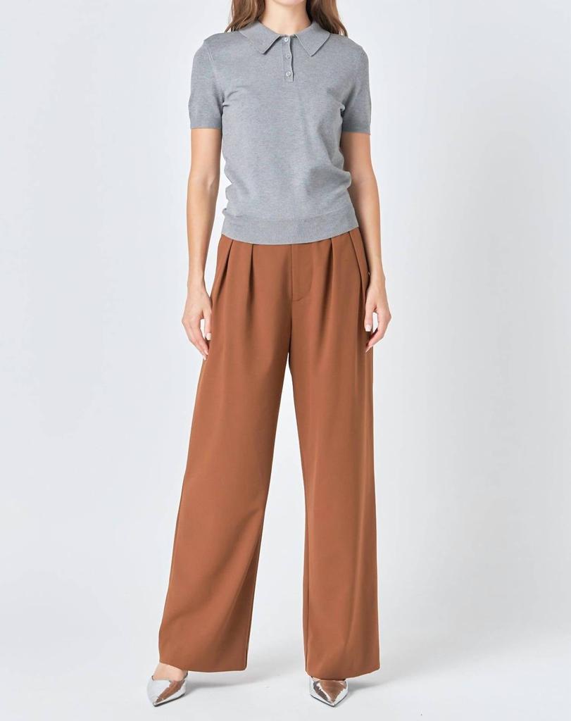 Endless Rose Endless Rose - Collared Short Sleeve Sweater