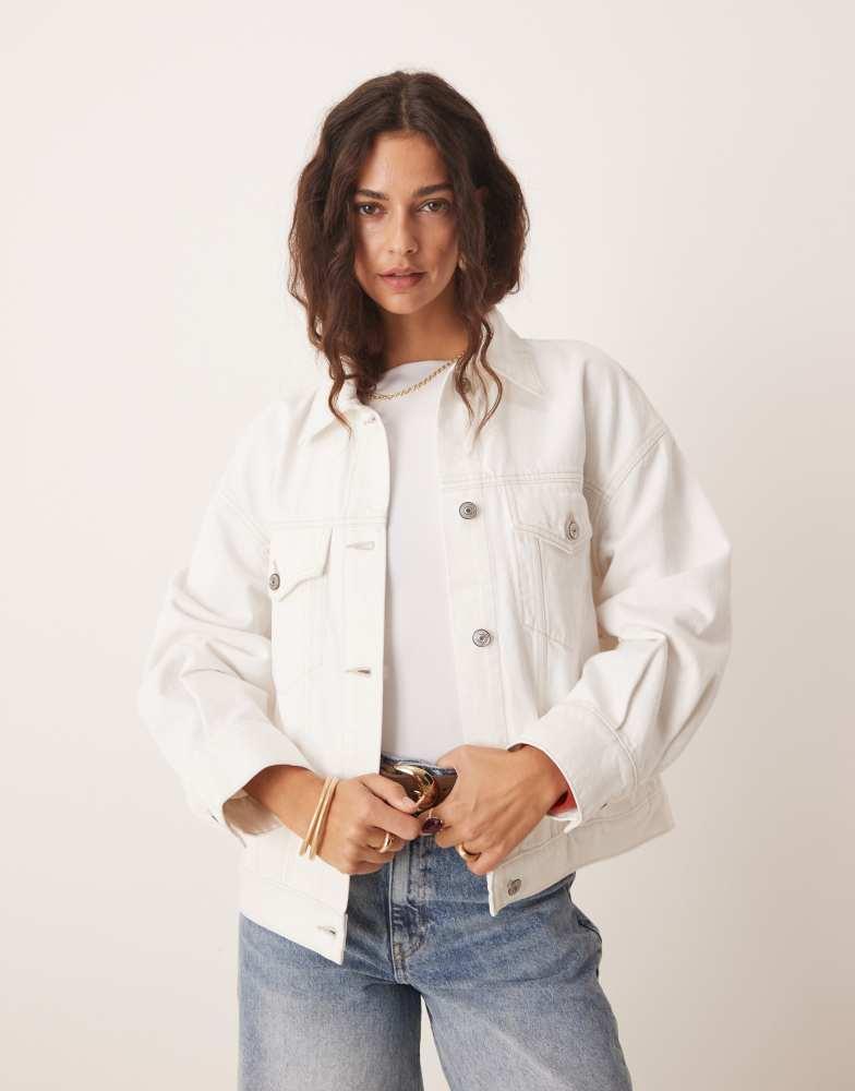 Abercrombie & Fitch Abercrombie & Fitch denim trucker jacket in white