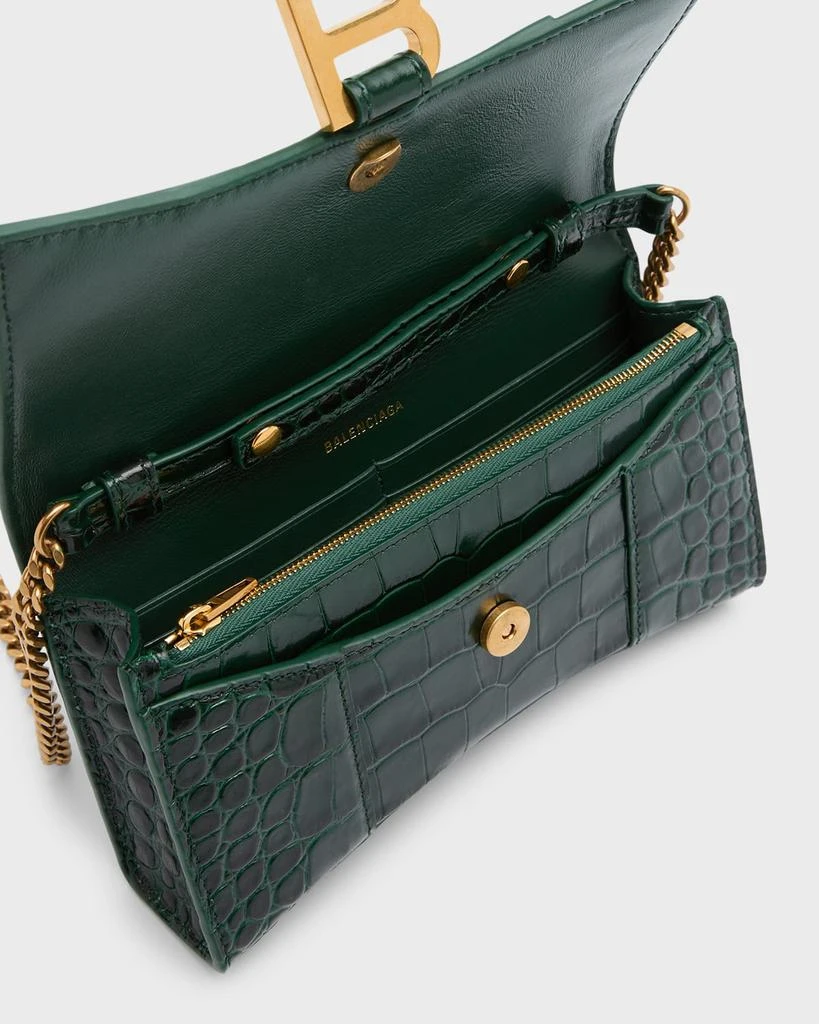 Balenciaga Hourglass Croc-Embossed Wallet on Chain 4