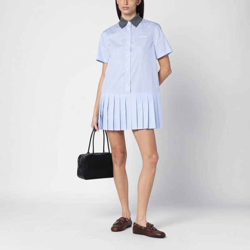 Miu Miu Light blue/white striped mini chemisier dress 2