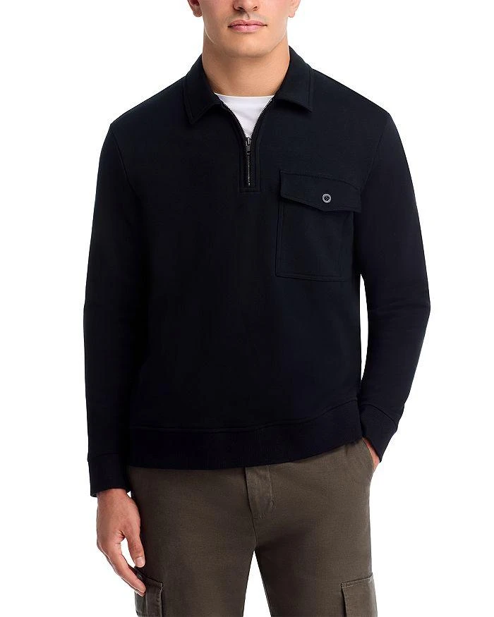 Vince French Terry Long Sleeve Zip Polo Shirt