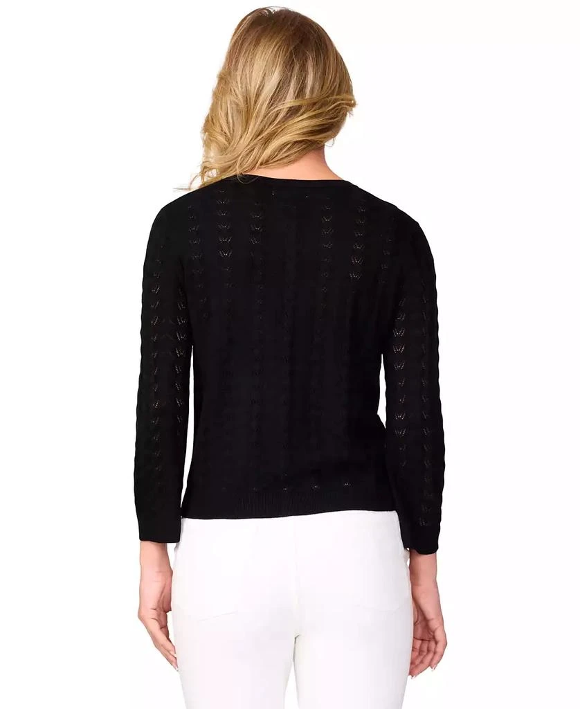Melissa Paige Women's Pointelle-Knit Crewneck Cardigan 2