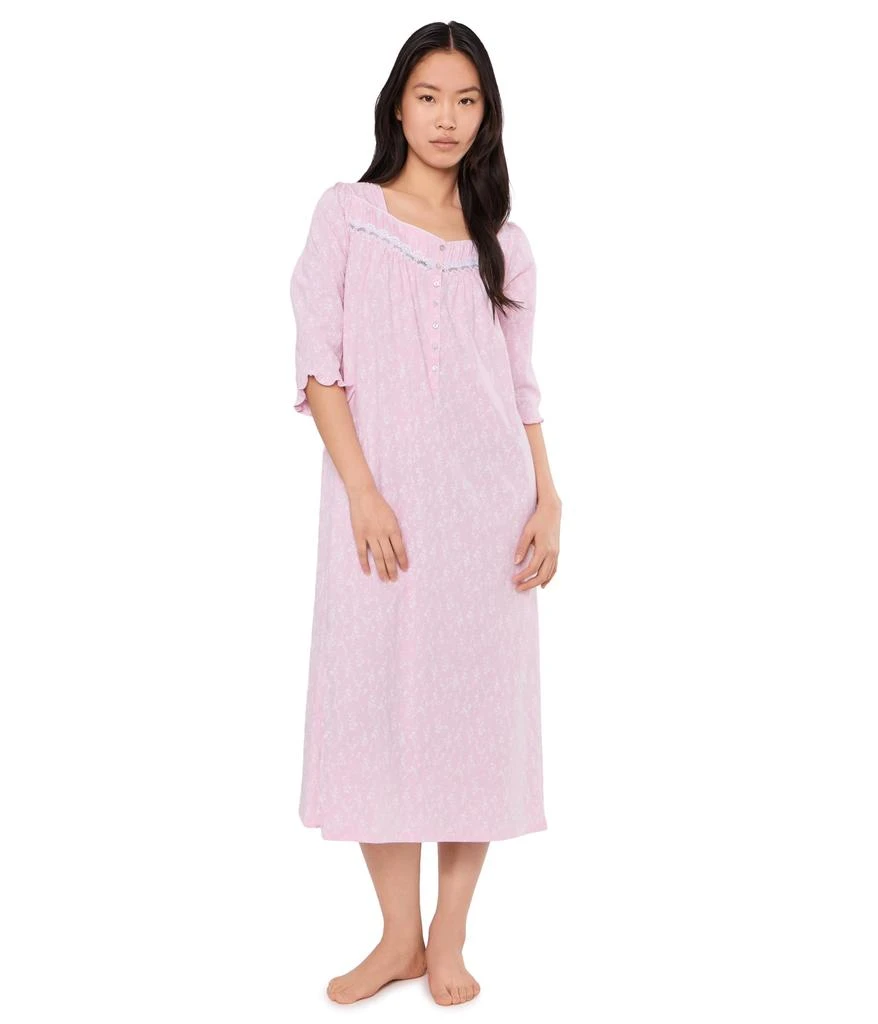 Eileen West Cotton Knit 3/4 Sleeve Nightgown