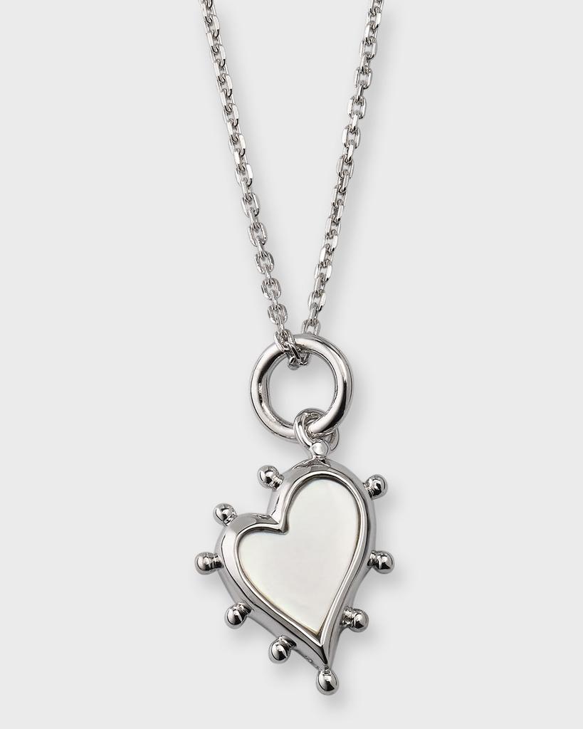 Monica Rich Kosann Sterling Silver Mother of Pearl Heart Pendant Necklace