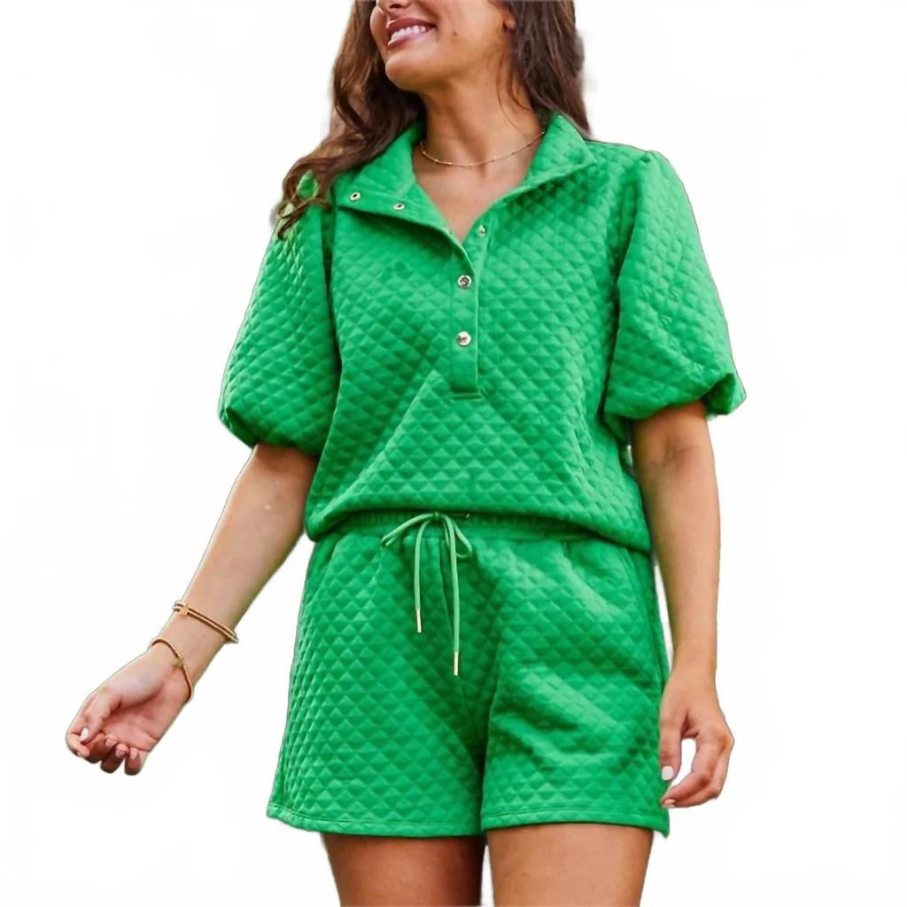 Mary Square Madelyn Shorts 
Top Set In Green 2