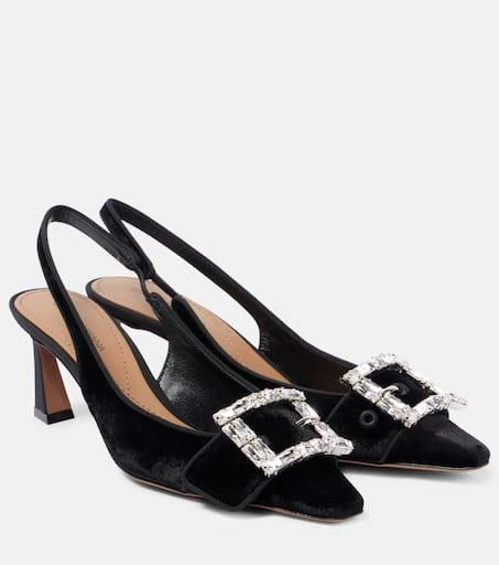 Dolce 
Gabbana Embellished velvet slingback pumps 1