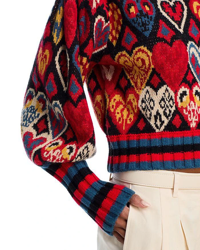 Farm Rio Hearts Ikat Rib Knit Sweater 5