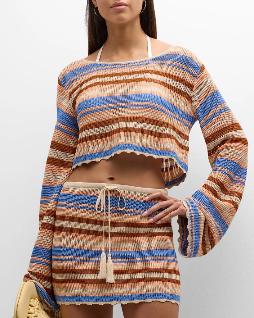 Cinq a Sept Ari Striped Knit Crop Top 1