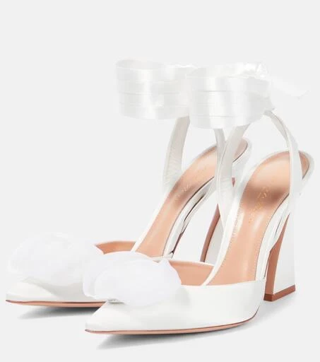 Gianvito Rossi Flower-embellished satin pumps 5